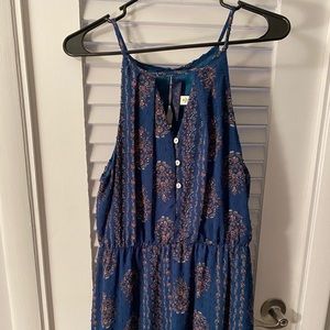 Medium size, blue dress with florals, halter neck